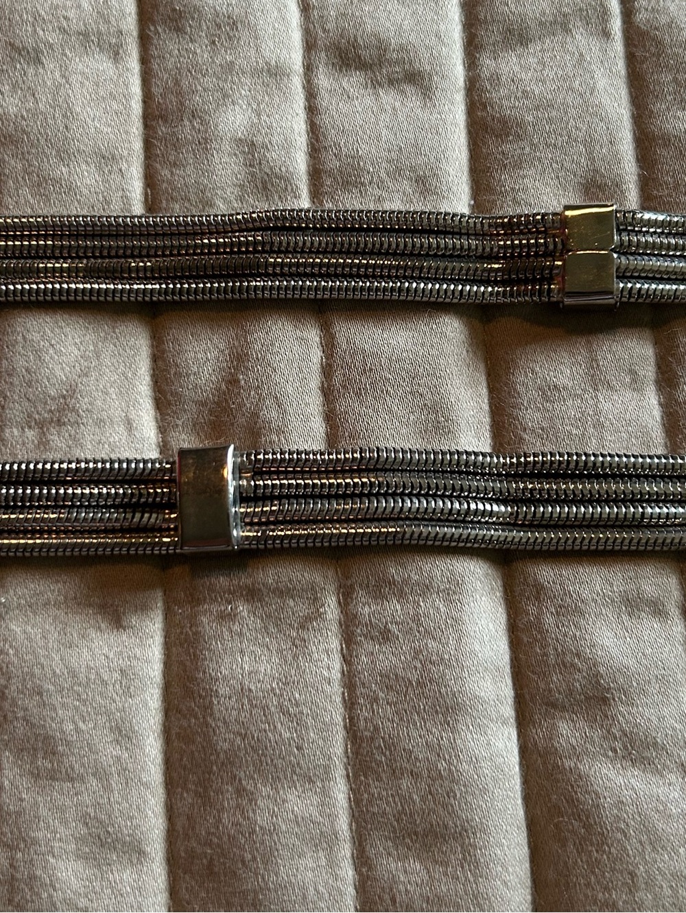 Multi-Row Silver Tone Chain Belt with Crystal Accent - Picture 2 of 5